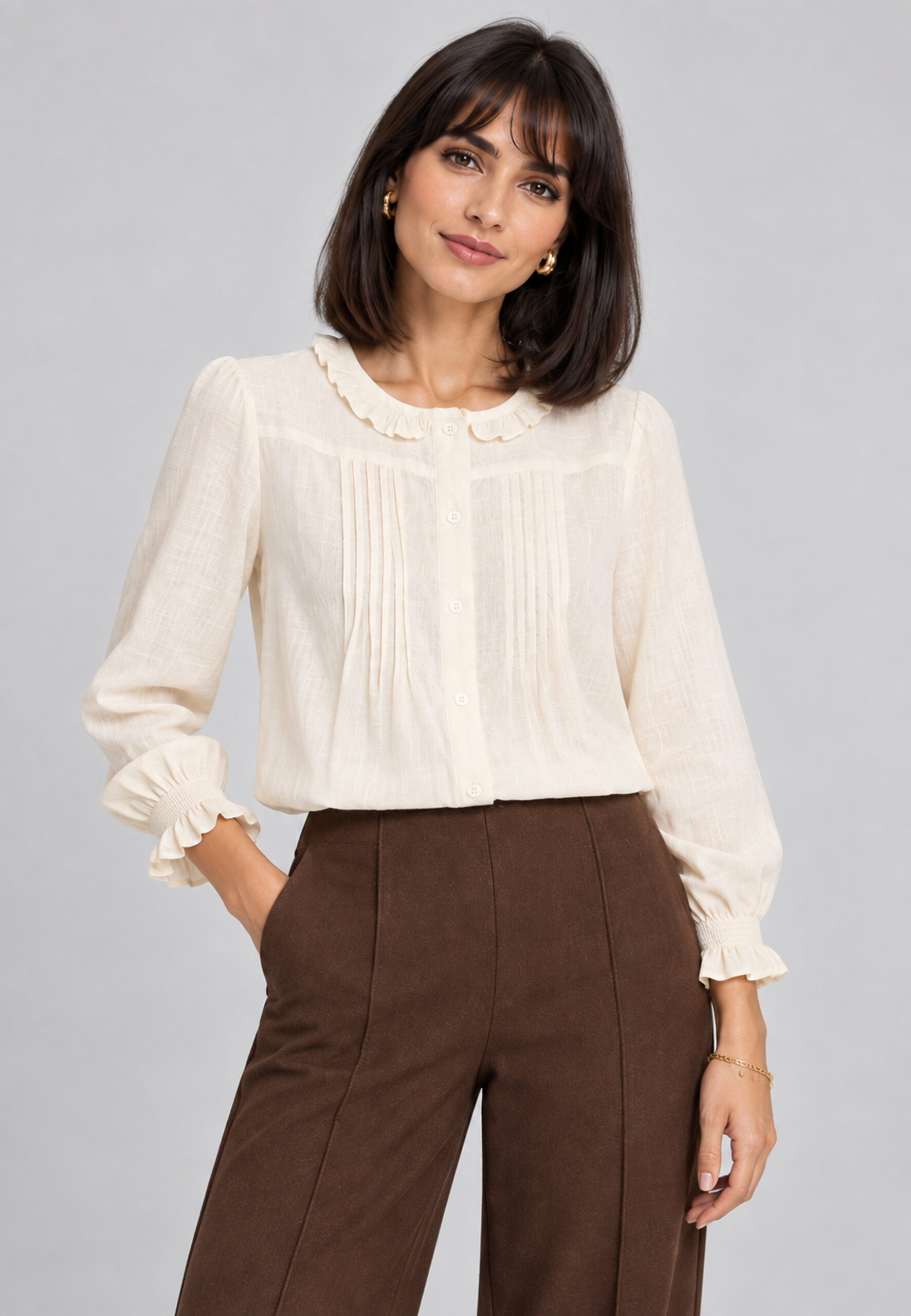 Blusa de mujer con tablas Dandara crudo
