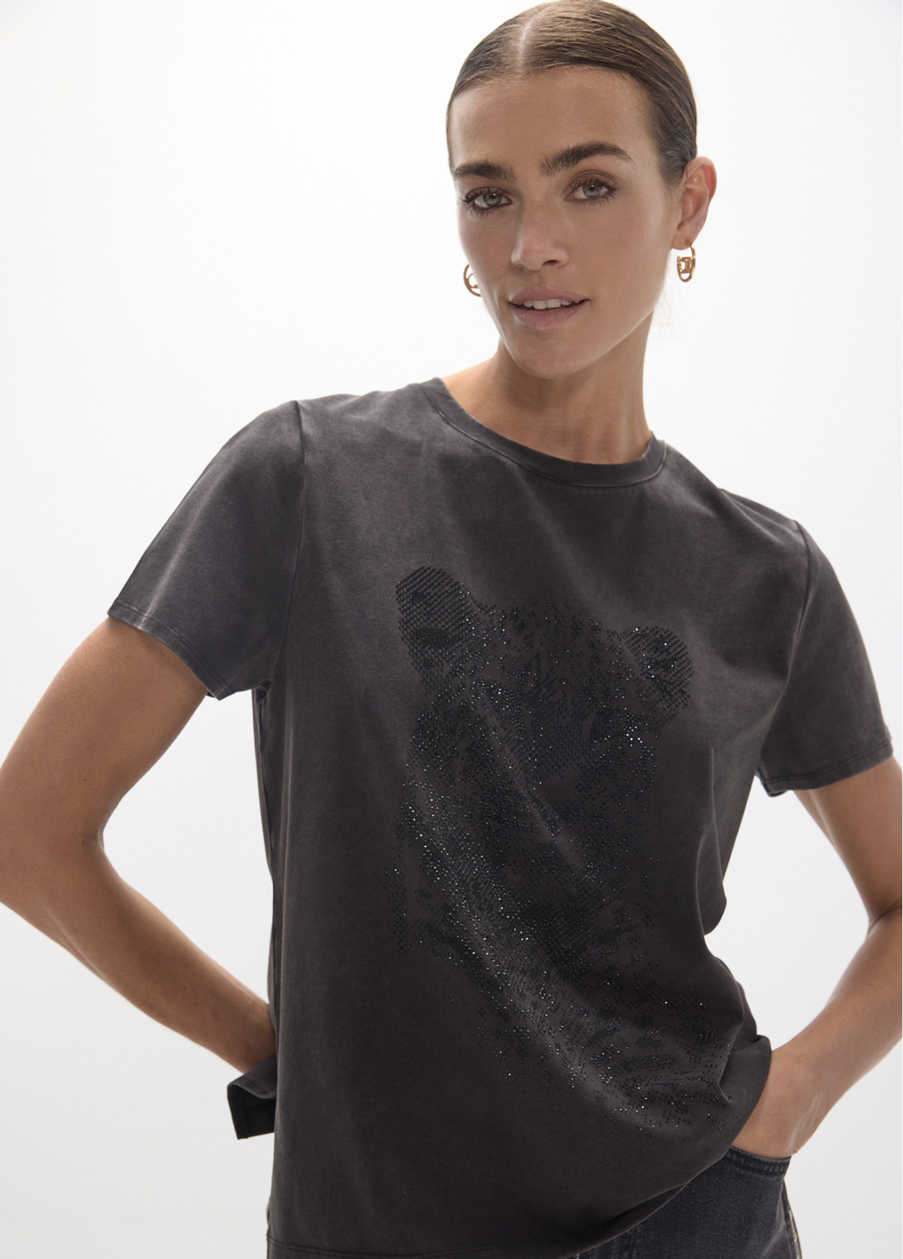 Camiseta leopardo en strass Lola Casademunt negro