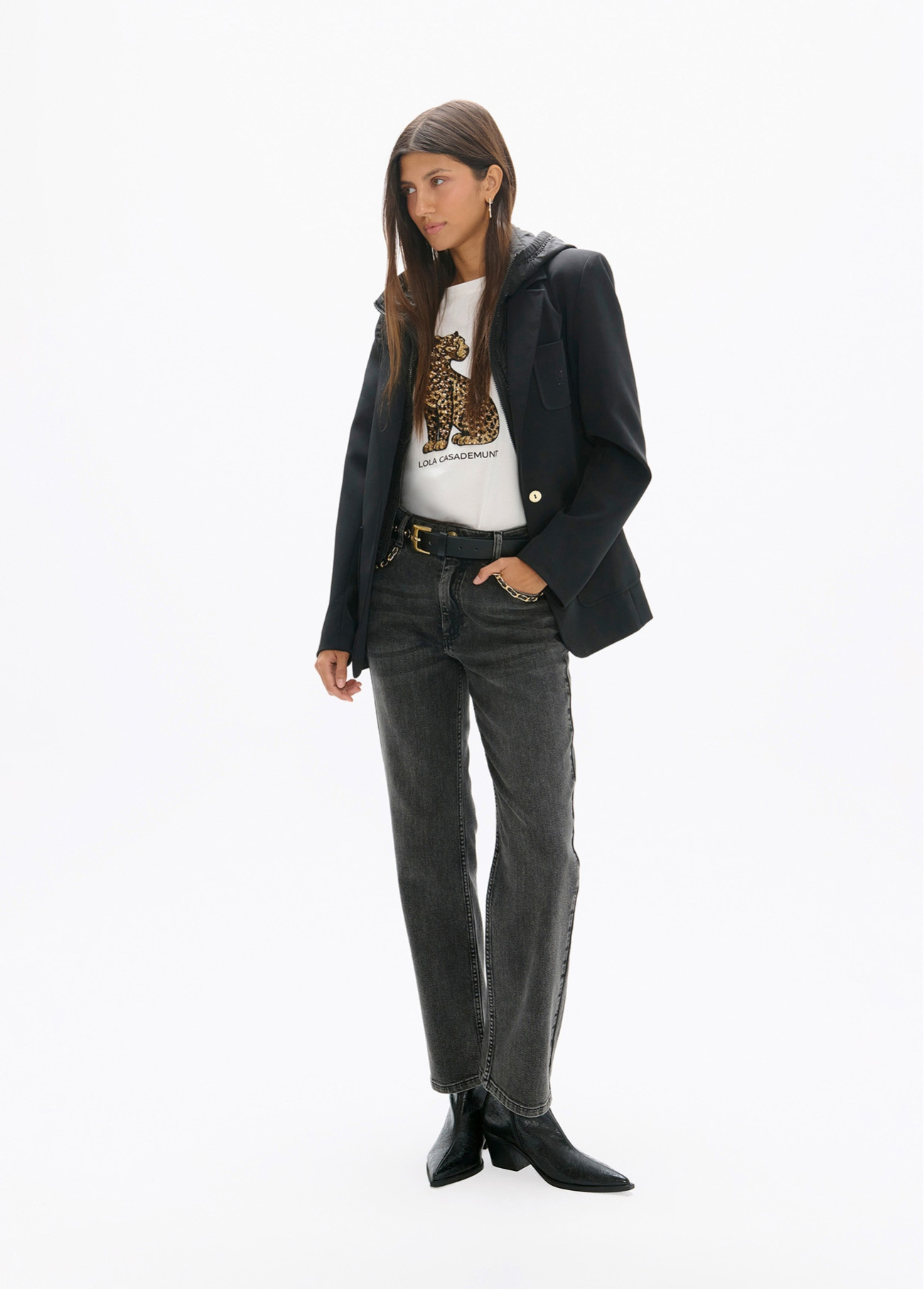 Denim tobillero detalle cadeneta Lola Casademunt negro