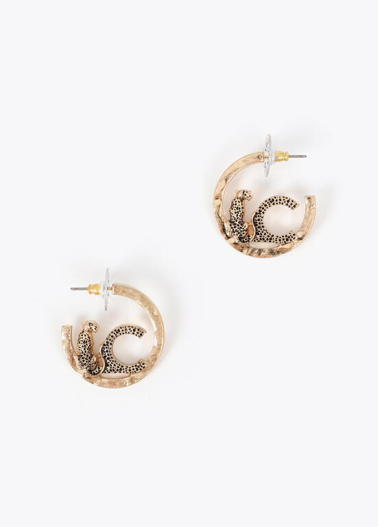 Pendientes de aro con logo animal Lola Casademunt dorado