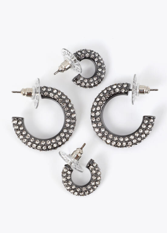 Pack pendientes aro cristales Lola Casademunt plata