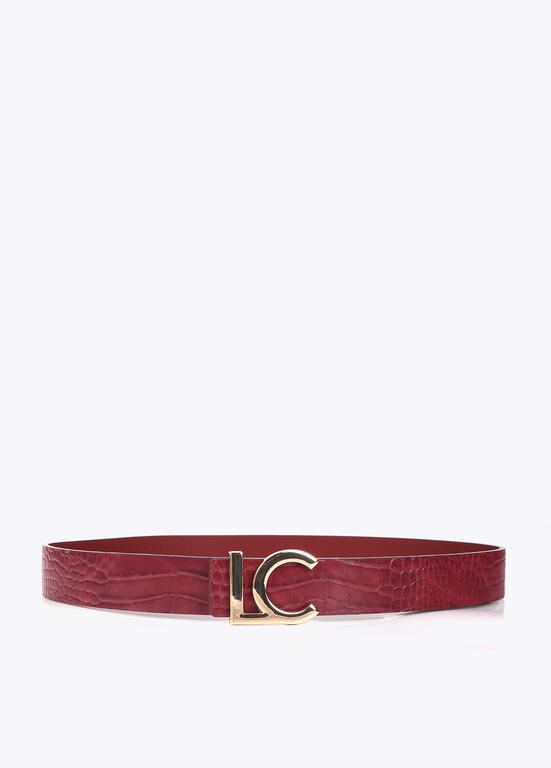 Cinturón reversible efecto cocodrilo logo Lola Casademunt Burdeos