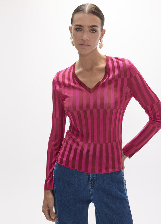 Jersey de mujer canales bicolor Lola Casademunt Fucsia