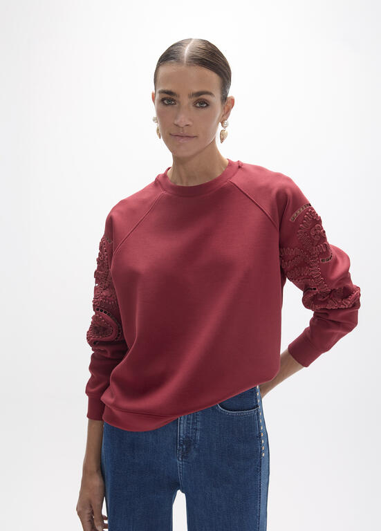 Sudadera bordado Floral Lola Casademunt vino