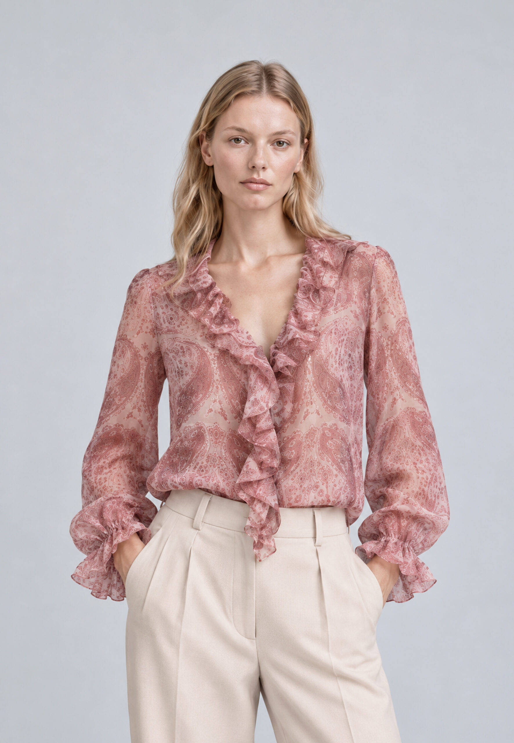 Blusa estampada de mujer con cachemire Dandara rosa