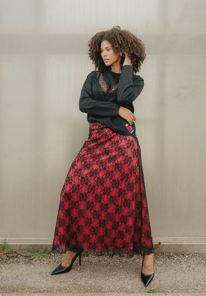 Falda Essential encaje Animosa rojo