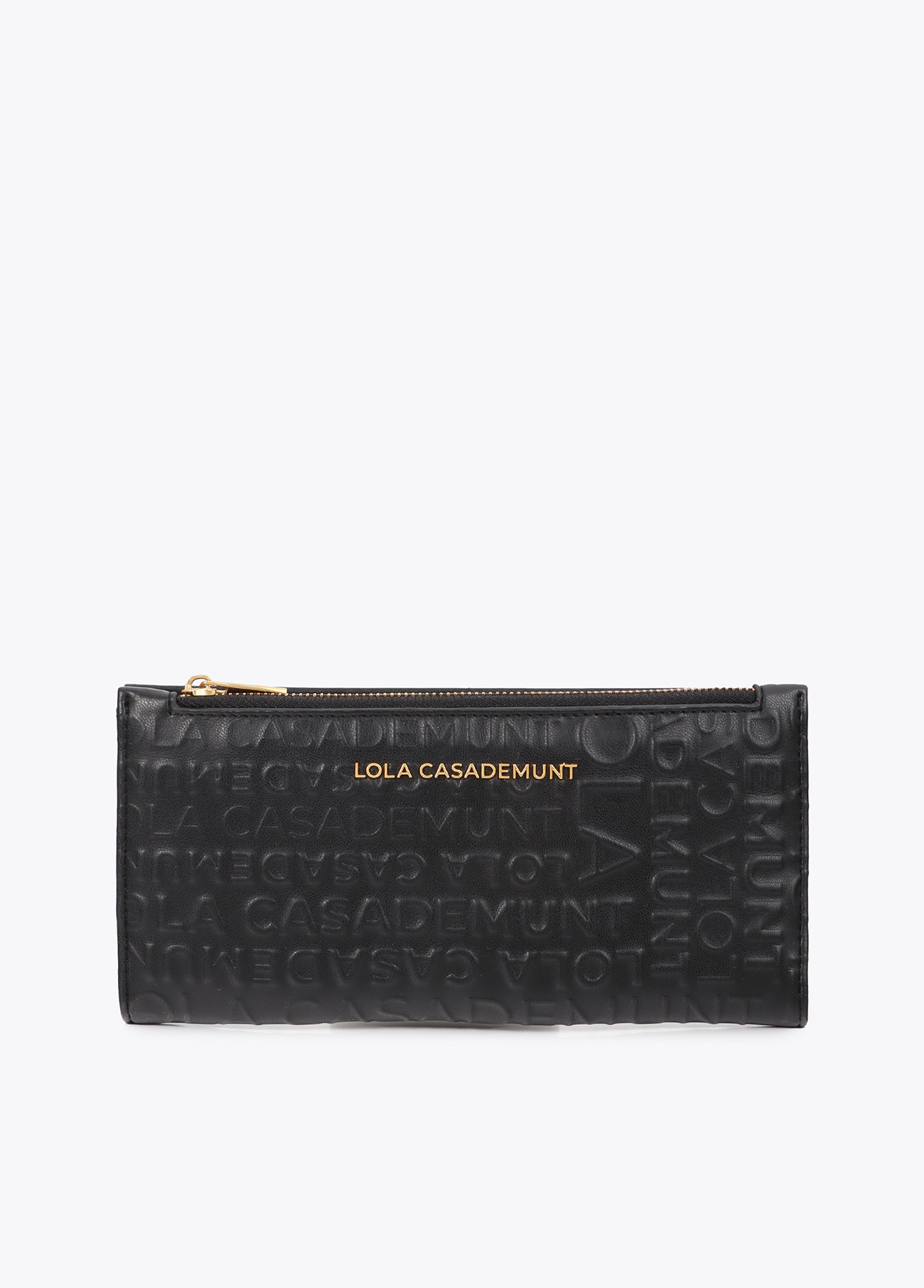 Billetero básico logo pespunte Lola Casademunt negro
